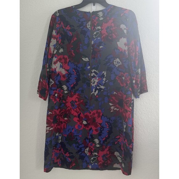 Fossil Shift Dress Womens 10 Gray Floral Print 3/4 Sleeve Lined Fairy Whimsygoth - Picture 5 of 11